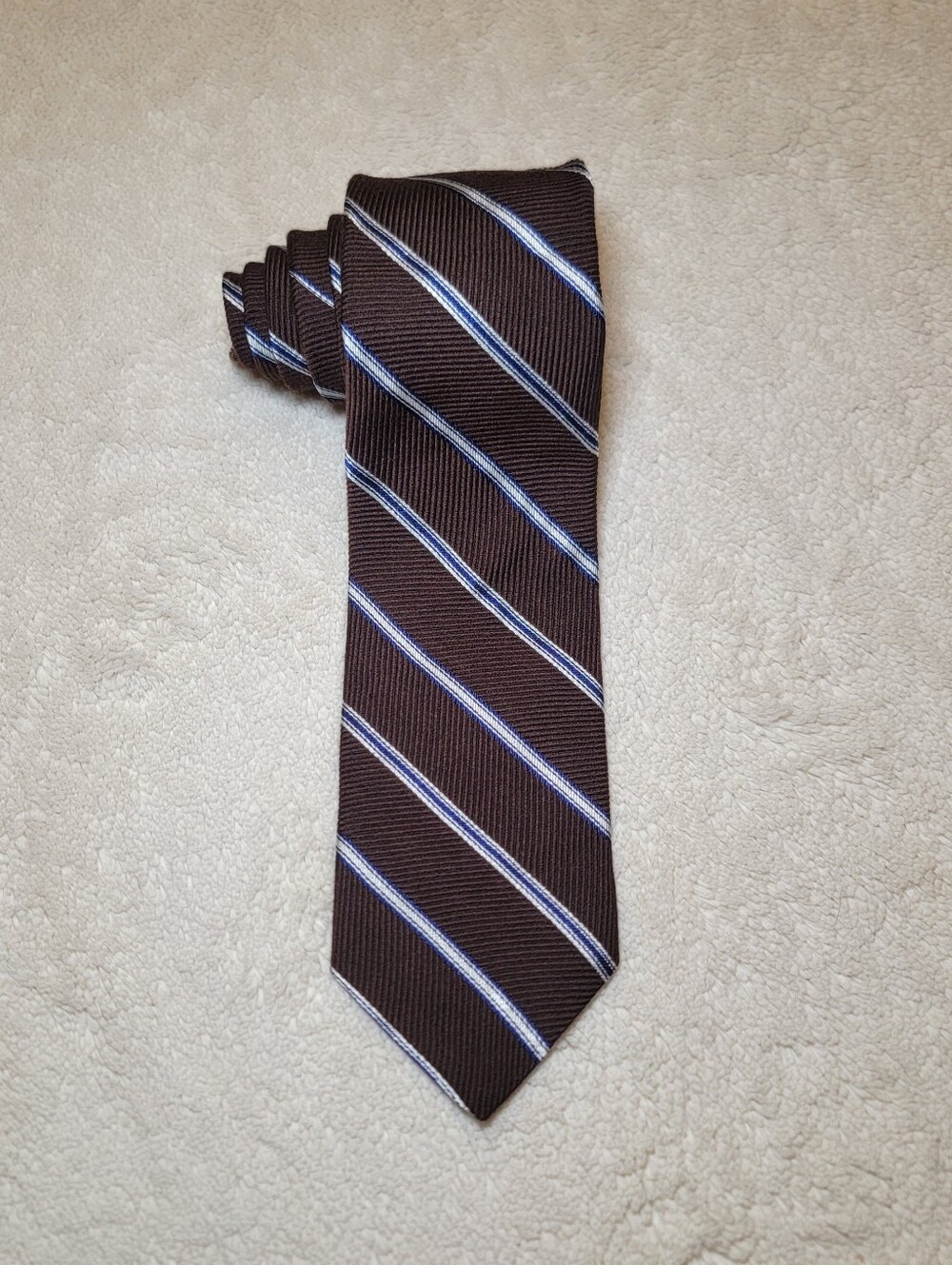 NWT Brooks Brothers Brown Strip Tie Wool Silk Blend Made In NYC England Fabric